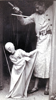 Olive Blackham with Puppet from Japanese Noh Play